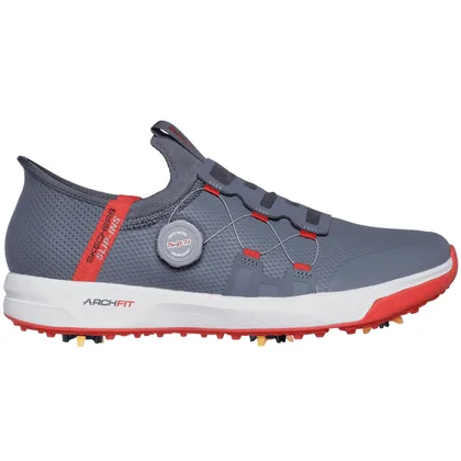 SKECHERS GO GOLF ELITE VORTEX SLIP-INS GOLF SHOES - CHARCOAL / RED
