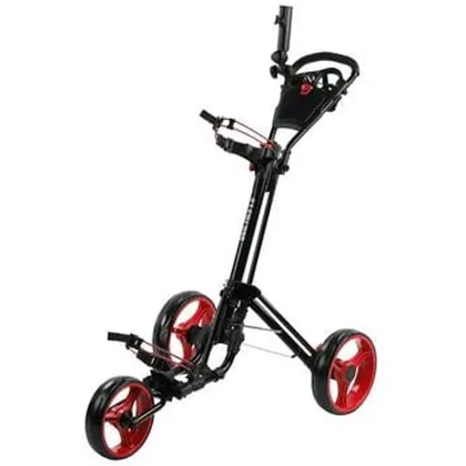SkyMax Qwik Fold 3.0 3-Wheel Golf Push Cart - Black/Red
