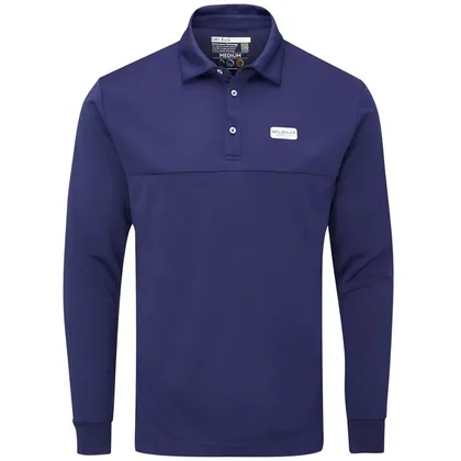 STUBURT SPORT TECH LONG SLEEVE GOLF POLO SHIRT - MIDNIGHT NAVY