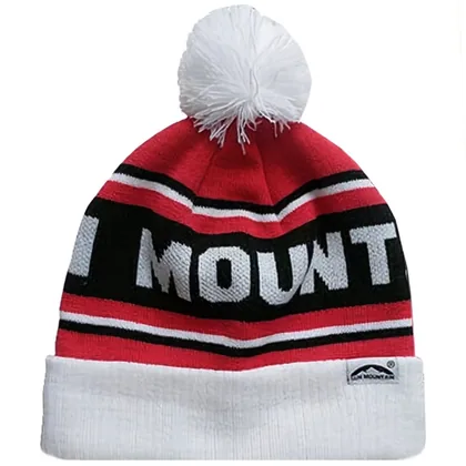 SUN MOUNTAIN THERMAL DOUBLE KNIT GOLF BOBBLE BEANIE - RED / WHITE / BLACK