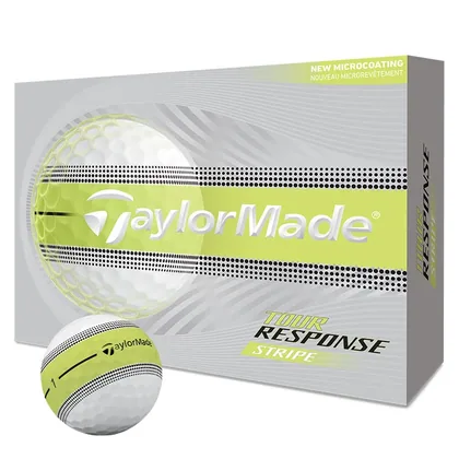 TaylorMade Tour Response Stripe Golf Balls White/Neon Yellow