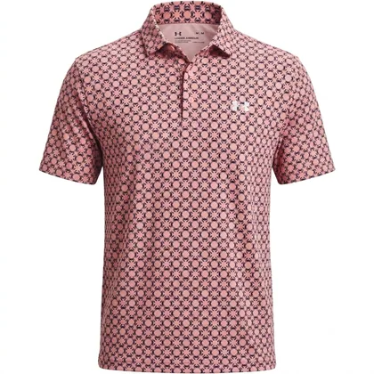 UNDER ARMOUR 2026 MATCHPLAY PRINTED GOLF POLO SHIRT - POSH PINK / MIDNIGHT NAVY