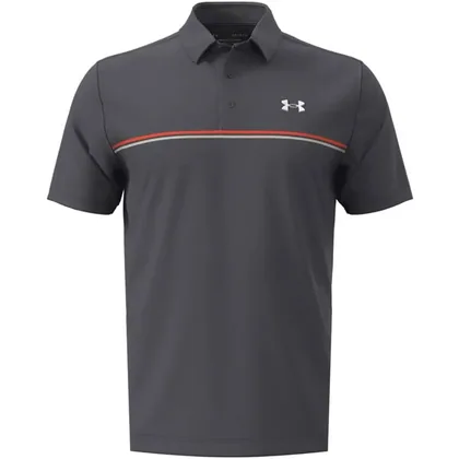 UNDER ARMOUR 2026 PLAYOFF 3.0 CHEST STRIPE GOLF POLO SHIRT - CASTLEROCK / FIRE
