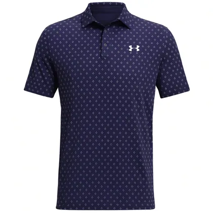 UNDER ARMOUR 2026 PLAYOFF 3.0 PRINTED GOLF POLO SHIRT - MIDNIGHT NAVY / WHITE