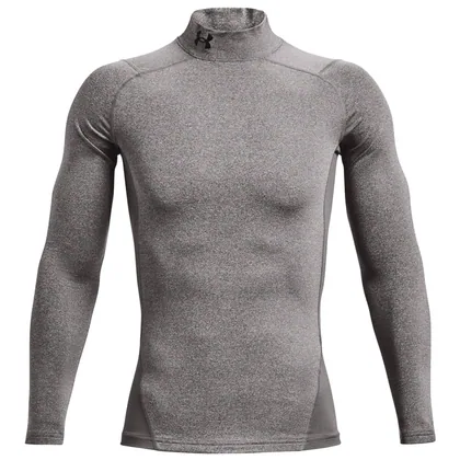 UNDER ARMOUR COMPRESSION LONG SLEEVE GOLF MOCK BASE LAYER - CHARCOAL HEATHER / BLACK