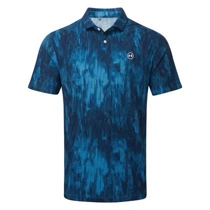 Under Armour Drive Chill Printed Golf Polo Shirt Aegean Blue/Midnight Navy/White 6009724-430