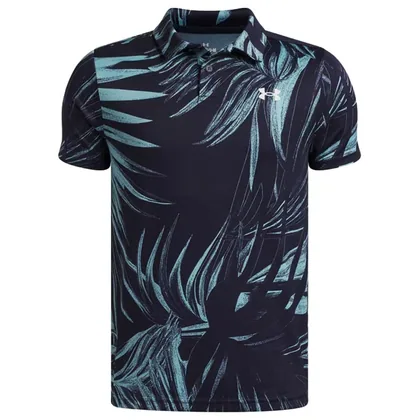 Under Armour Junior Matchplay Printed Golf Polo Shirt Palm Macro 6009817-411