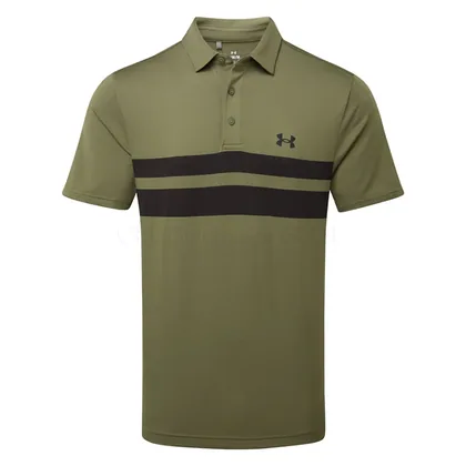 Under Armour Playoff 3.0 Stripe Golf Polo Shirt Marine OD Green/Black 1378676-390
