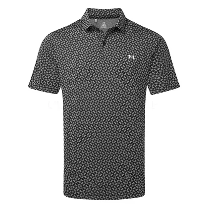 Under Armour T2G Printed Golf Polo Shirt Black/Clay Green/White 6012304-001