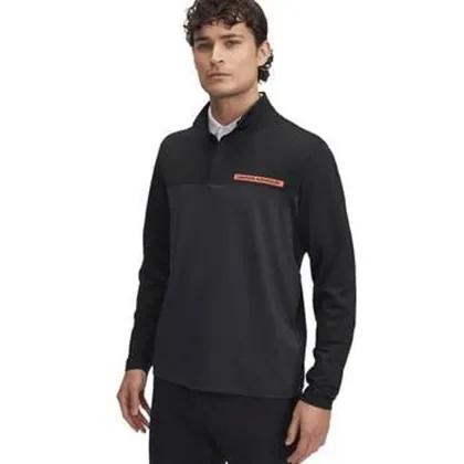 Tee to Green Mens Quarter Zip Top - Black/Anthracite/Fire