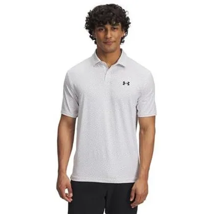 Under Armour Tee To Green Printed Golf Polo Shirt - White/Halo Gray/Black