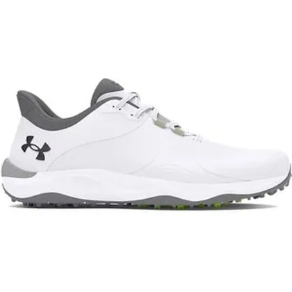Under Armour UA Drive Pro Spikeless Wide Golf Shoes - White/White/Metallic Gun Metal