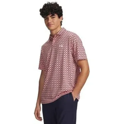Under Armour UA Matchplay Printed Golf Polo Shirt - Posh Pink/Navy