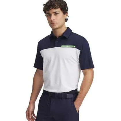 Under Armour UA Tee To Green Colour Block Polo - Midnight Navy/White/Cyber Green