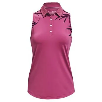 Under Armour Womens Iso-Chill Sleeveless Golf Polo Shirt - Pink